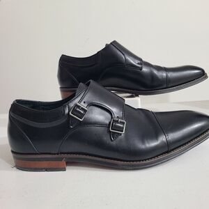 Mens sz 11.5-LEATHER Stacy Adams Bayne Black Double Monk Strap Dress Shoes